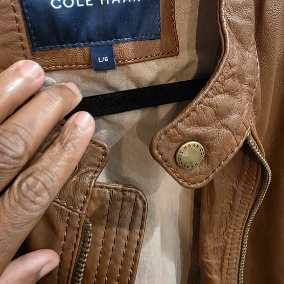 Cole Haan Men's Tan Leather Jacket - Picture 5 of 5